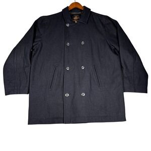 Steve & Barrys Mens Wool Blend Pea Coat Navy Blue Double Breasted XL Jacket